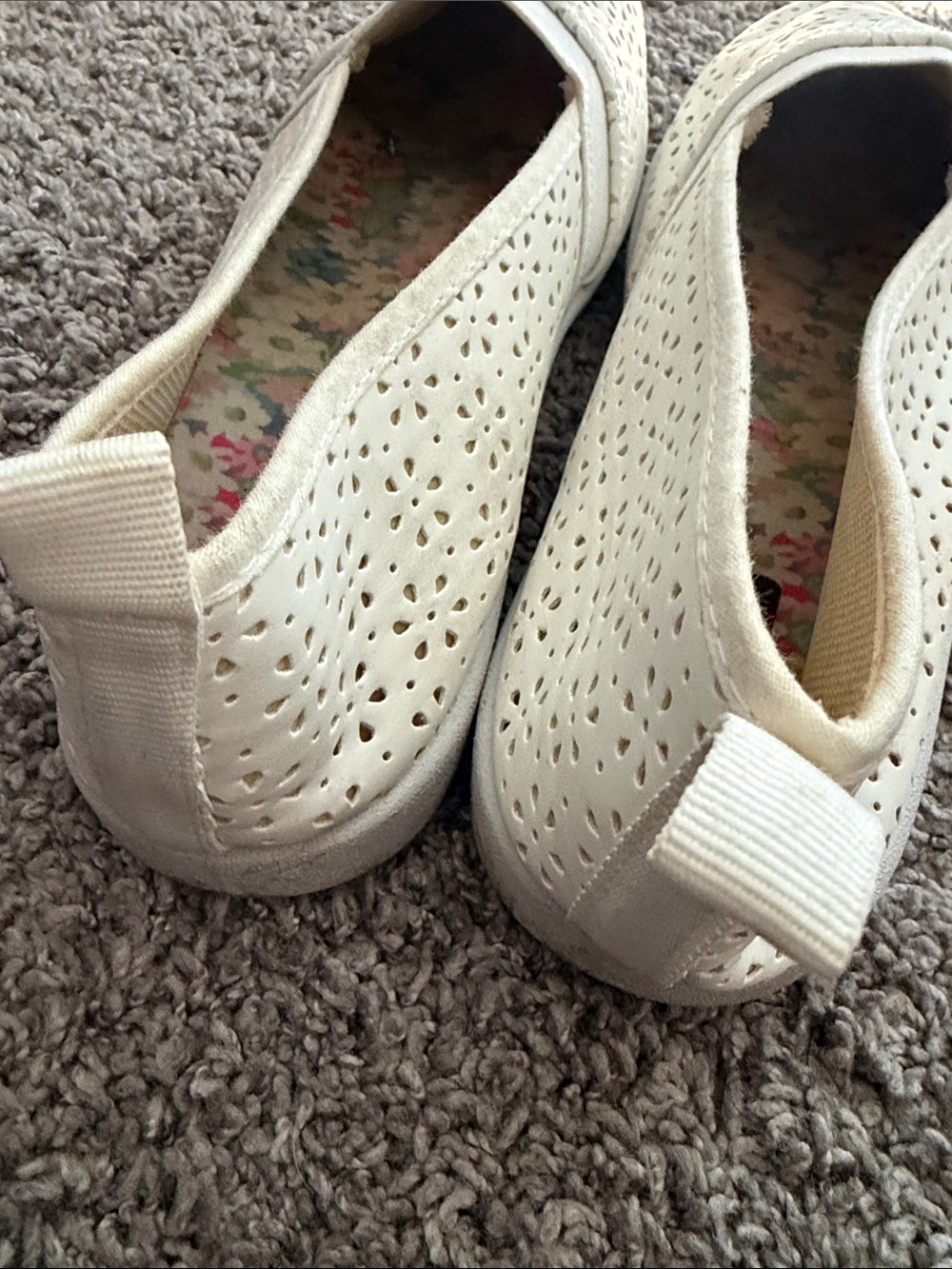 Women’s Cream Perforated Slip-On Flats with Elastic Vamp - Picture 8 of 8